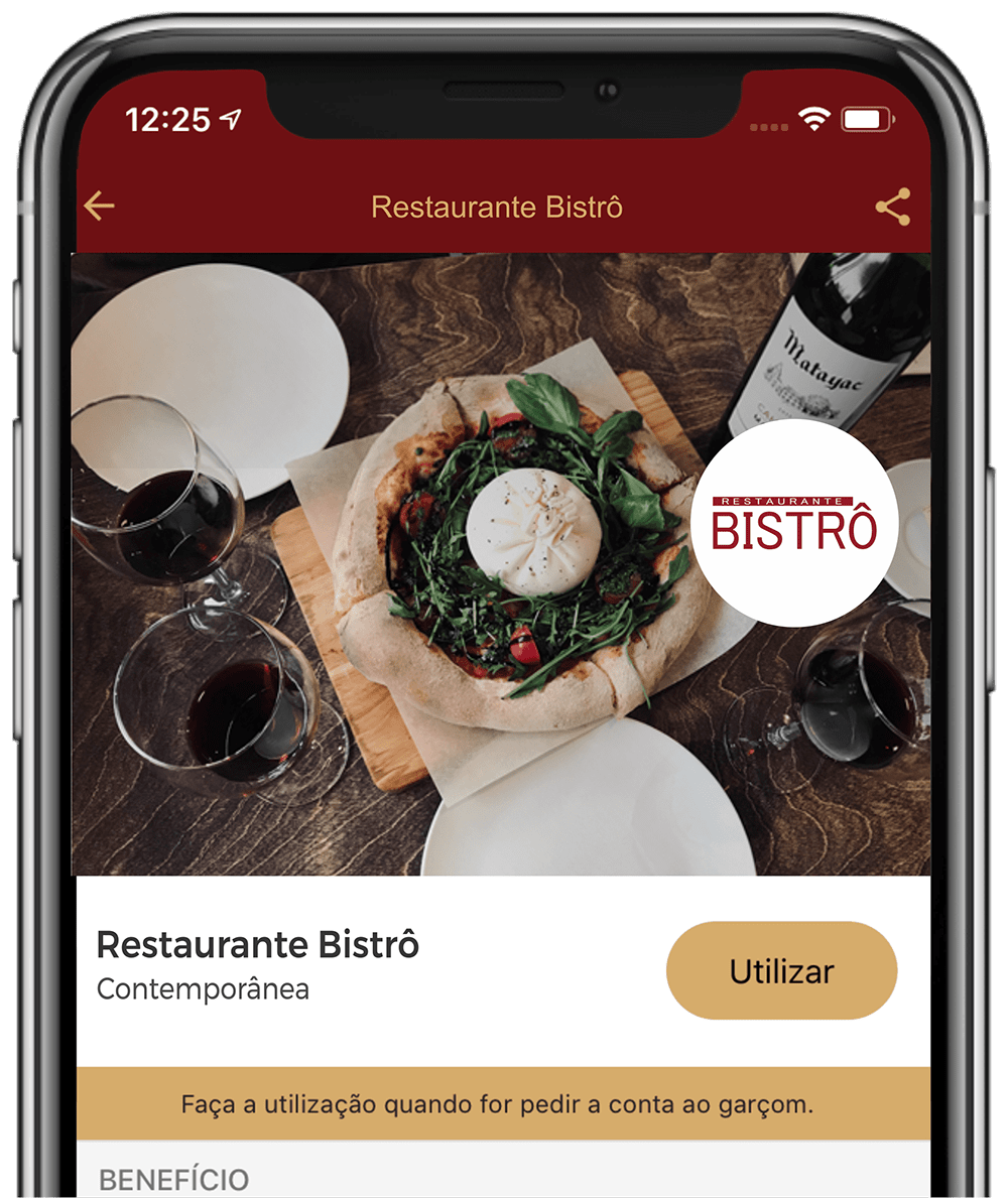 Escolha um restaurante parceiro no app Duo Gourmet